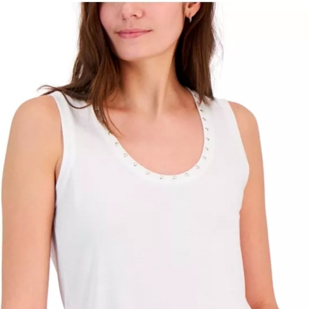 NWT I.N.C. International Concepts Women's Embellished Scoop-Neck Tank Top size S